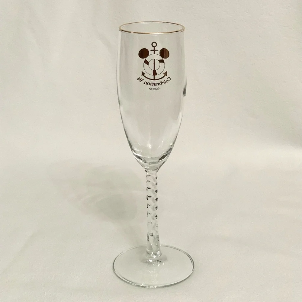 Disney Celebration ‘94 Cruise Gold Rim Memorobelia Champagne Glass